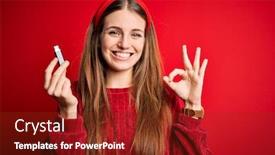  Presentation with memory - PPT layouts with young-beautiful-redhead-woman-holding background and a tawny brown colored foreground