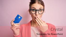  Presentation with shame - Presentation theme enhanced with young-beautiful-redhead-woman-holding background and a coral colored foreground
