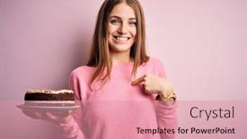  Presentation with pink birthday - Amazing PPT theme having young-beautiful-redhead-woman-holding backdrop and a coral colored foreground