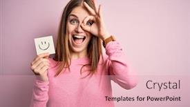  Presentation with fingers - Theme featuring young-beautiful-redhead-woman-holding background and a lemonade colored foreground