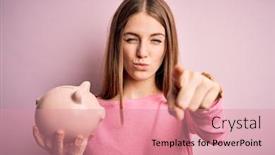  Presentation with woman piggy bank isolated - Slide set enhanced with young-beautiful-redhead-woman-holding background and a coral colored foreground