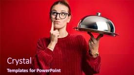  Presentation with waitress - Beautiful slide set featuring young-beautiful-redhead-woman-holding backdrop and a wine colored foreground
