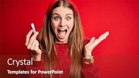  Presentation with memory - Beautiful presentation theme featuring young-beautiful-redhead-woman-holding backdrop and a tawny brown colored foreground