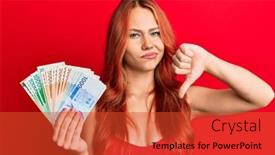  Presentation with south korean - Audience pleasing slide set consisting of young-beautiful-redhead-woman-holding backdrop and a red colored foreground