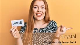  Presentation with june - Amazing theme having young-beautiful-redhead-woman-holding backdrop and a coral colored foreground