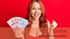  Presentation with swedish - Slide set featuring young-beautiful-redhead-woman-holding background and a red colored foreground