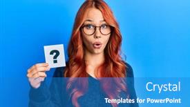  Presentation with mouth - Colorful slide set enhanced with young-beautiful-redhead-woman-holding backdrop and a teal colored foreground