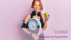  Presentation with weight loss - Cool new PPT theme with young-beautiful-redhead-woman-holding backdrop and a lemonade colored foreground