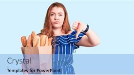  Presentation with paper bag - Audience pleasing slide set consisting of young-beautiful-redhead-woman-holding backdrop and a light blue colored foreground