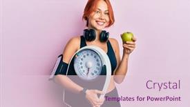  Presentation with weight loss woman showing - Presentation theme featuring young-beautiful-redhead-woman-holding background and a lemonade colored foreground