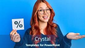  Presentation with percentage - Theme having young-beautiful-redhead-woman-holding background and a ocean colored foreground