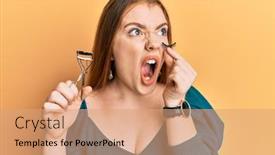  Presentation with anger - Theme with young-beautiful-redhead-woman-holding background and a coral colored foreground
