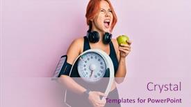  Presentation with loss - PPT theme featuring young-beautiful-redhead-woman-holding background and a lemonade colored foreground