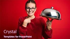  Presentation with waitress - Amazing presentation having young-beautiful-redhead-woman-holding backdrop and a wine colored foreground