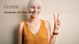  Presentation with accident - Theme having young-beautiful-redhead-woman-injured background and a soft green colored foreground