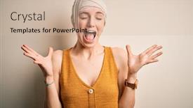  Presentation with accident - Beautiful PPT theme featuring young-beautiful-redhead-woman-injured backdrop and a soft green colored foreground