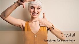  Presentation with accident - Amazing presentation theme having young-beautiful-redhead-woman-injured backdrop and a coral colored foreground
