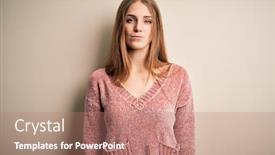  Presentation with pink simple - PPT layouts consisting of young-beautiful-redhead-woman-wearing background and a coral colored foreground