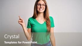  Presentation with beautiful green - Slide deck having young-beautiful-redhead-woman-wearing background and a gray colored foreground