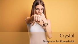  Presentation with violence woman - Theme enhanced with young-beautiful-redhead-woman-wearing background and a gold colored foreground