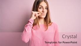  Presentation with lips mouth - Slide deck with young-beautiful-redhead-woman-wearing background and a coral colored foreground