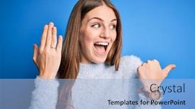  Presentation with wedding ring - Presentation design featuring young-beautiful-redhead-woman-wearing background and a light blue colored foreground