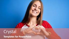  Presentation with love heart - Cool new PPT theme with young-beautiful-redhead-woman-wearing backdrop and a coral colored foreground