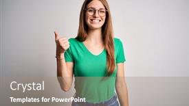  Presentation with beautiful green - Amazing slides having young-beautiful-redhead-woman-wearing backdrop and a coral colored foreground