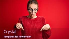  Presentation with advertisement - Amazing PPT layouts having young-beautiful-redhead-woman-wearing backdrop and a crimson colored foreground