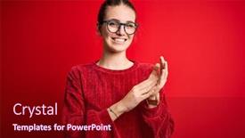  Presentation with together puzzle pieces beautiful - Colorful slide deck enhanced with young-beautiful-redhead-woman-wearing backdrop and a crimson colored foreground