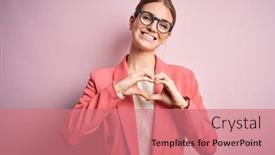  Presentation with hands heart - Cool new PPT theme with young-beautiful-redhead-woman-wearing backdrop and a coral colored foreground