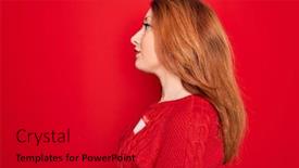  Presentation with name - Colorful presentation theme enhanced with young-beautiful-redhead-woman-wearing backdrop and a crimson colored foreground