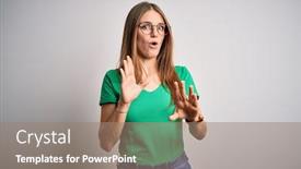  Presentation with green moving - Audience pleasing presentation theme consisting of young-beautiful-redhead-woman-wearing backdrop and a coral colored foreground