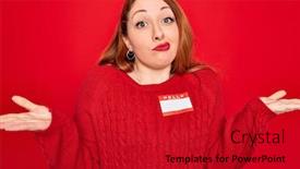  Presentation with name - Amazing slide set having young-beautiful-redhead-woman-wearing backdrop and a crimson colored foreground