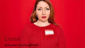  Presentation with name - Cool new presentation theme with young-beautiful-redhead-woman-wearing backdrop and a crimson colored foreground