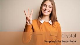  Presentation with number - Audience pleasing presentation theme consisting of young-beautiful-redhead-woman-wearing backdrop and a coral colored foreground