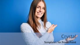  Presentation with young woman wearing boxer gloves - PPT theme with young-beautiful-redhead-woman-wearing background and a light blue colored foreground