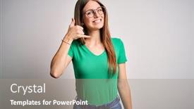  Presentation with beautiful green - Audience pleasing slides consisting of young-beautiful-redhead-woman-wearing backdrop and a gray colored foreground