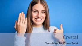  Presentation with wedding ring - Beautiful theme featuring young-beautiful-redhead-woman-wearing backdrop and a light blue colored foreground