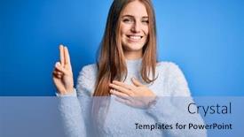  Presentation with chest - PPT theme enhanced with young-beautiful-redhead-woman-wearing background and a light blue colored foreground