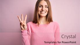  Presentation with number - PPT theme enhanced with young-beautiful-redhead-woman-wearing background and a coral colored foreground