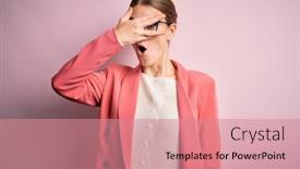  Presentation with eyes - Cool new presentation design with young-beautiful-redhead-woman-wearing backdrop and a coral colored foreground