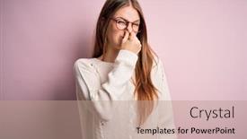  Presentation with bad breath - Beautiful slide deck featuring young-beautiful-redhead-woman-wearing backdrop and a coral colored foreground