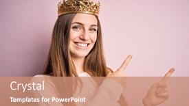  Presentation with crown - Beautiful theme featuring young-beautiful-redhead-woman-wearing backdrop and a coral colored foreground