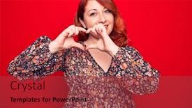  Presentation with red floral - Colorful presentation enhanced with young-beautiful-redhead-woman-wearing backdrop and a red colored foreground