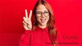 Presentation with young woman wearing boxer gloves - Amazing presentation theme having young-beautiful-redhead-woman-wearing backdrop and a red colored foreground
