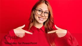 Presentation with fingers - Presentation design consisting of young-beautiful-redhead-woman-wearing background and a crimson colored foreground