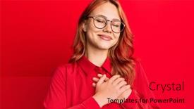  Presentation with young woman wearing boxer gloves - Beautiful PPT theme featuring young-beautiful-redhead-woman-wearing backdrop and a red colored foreground
