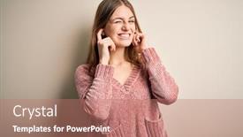  Presentation with noise - Slide deck consisting of young-beautiful-redhead-woman-wearing background and a coral colored foreground