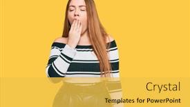  Presentation with sleepiness - Presentation theme with young-beautiful-redhead-woman-wearing background and a yellow colored foreground